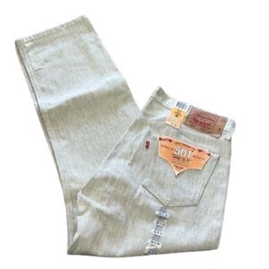 Levi’s original fit 501 shrink to fit cream denim jeans NWT size 38x32
